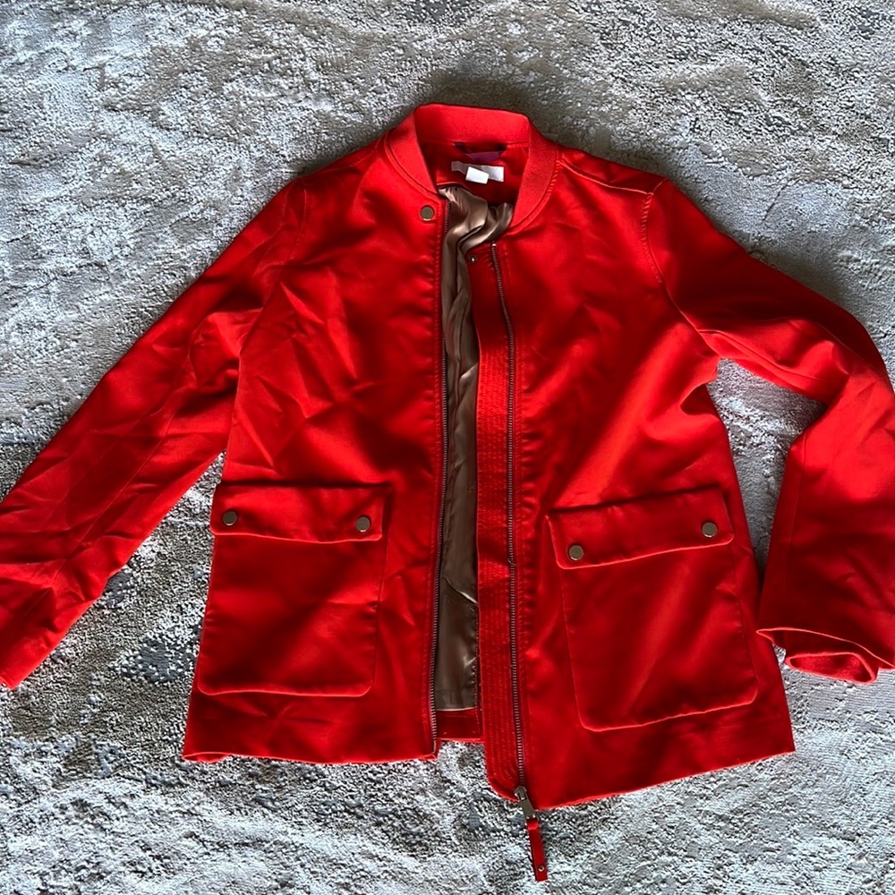 Orange blazer jacket with front pockets